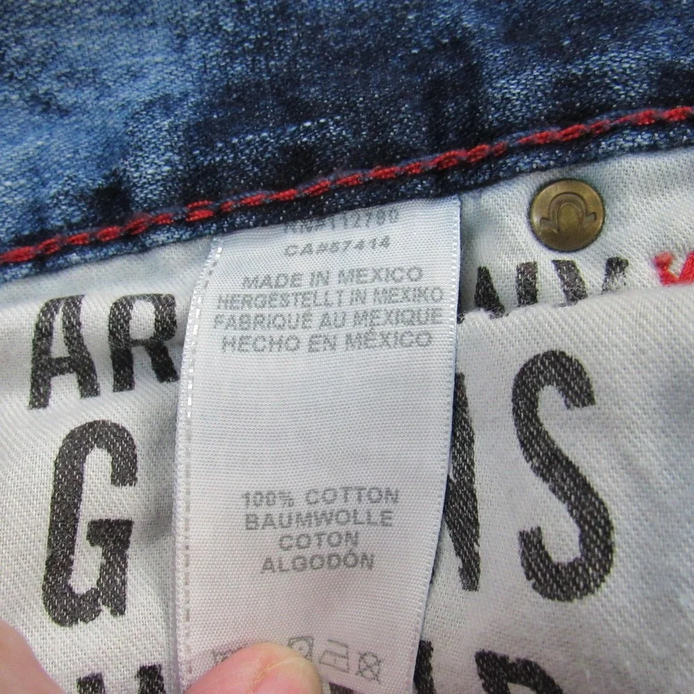True Religion Jeans Men 42 Blue Ricky W Flap Super T Thick Red Stitch Indigo Fog